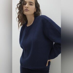 NakedCashmere CAMPBELL RIBBED CREWNECK CASHMERE SWEATER in Charcoal Grey XS